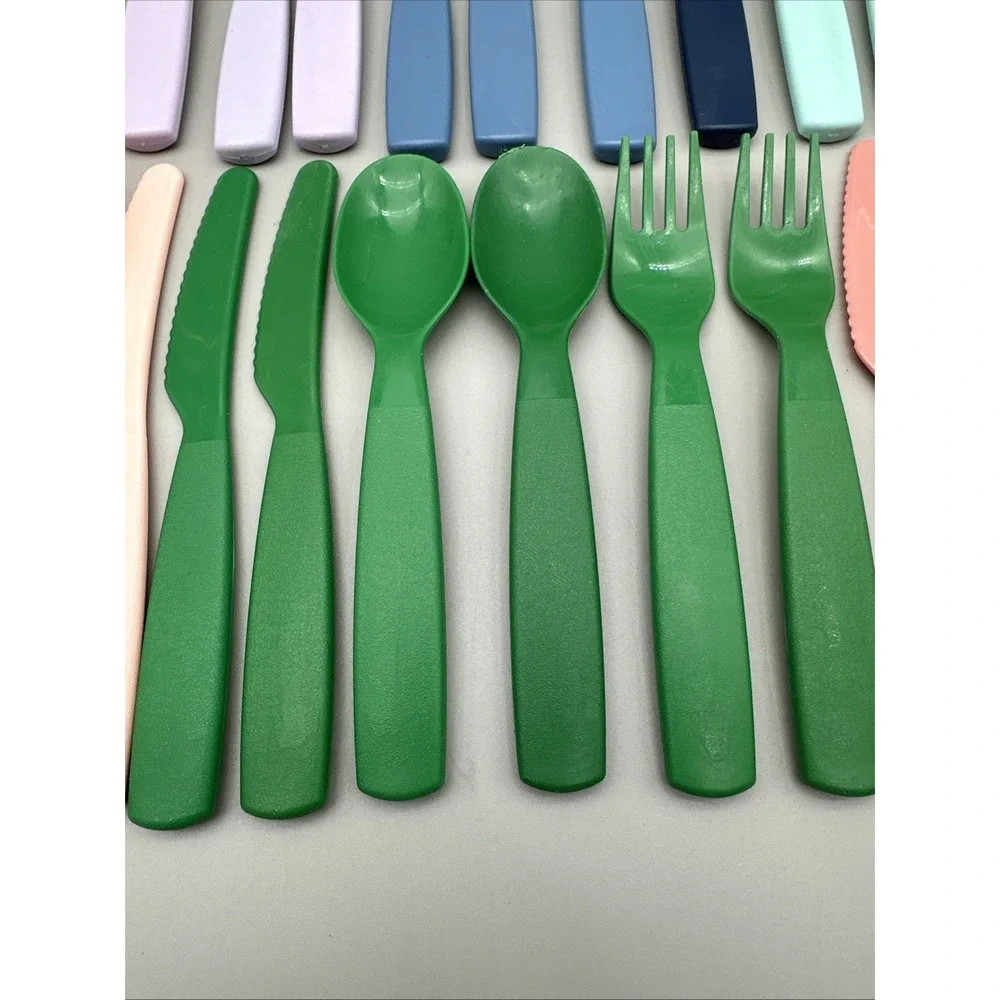 Pillowfort Kids Plastic Utensil Lot 36pc Fork Spoon Knife Mixed Colors